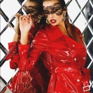 Gorgeous Colored Transparent Vinyl Trench Raincoat